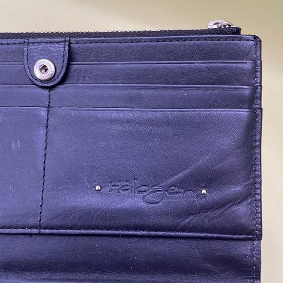 New vintage black/silver Halogen pebbled leather wallet - Picture 7 of 11